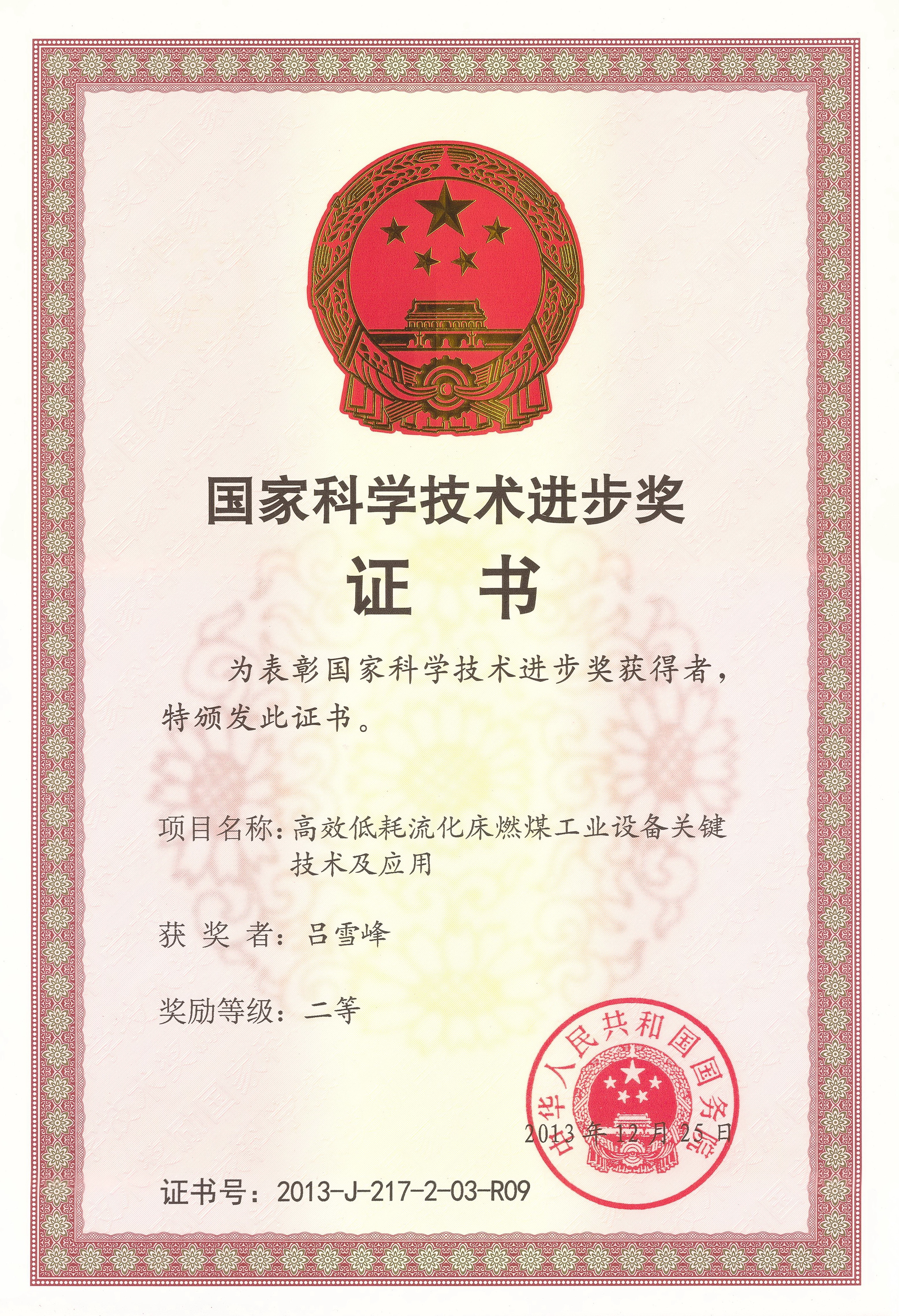 國家科學(xué)技術(shù)進步二等獎（呂總）